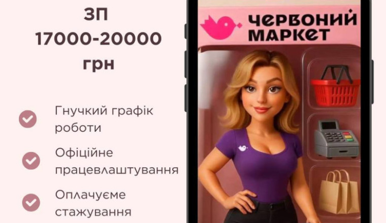 Вакансія: Продавець в Червоний маркет, Софіївська Борщагівка, Амосова 10